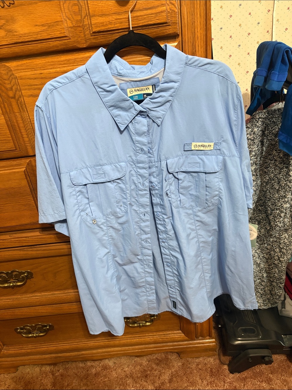Magellan Outdoors Light Blue Short-Sleeve Performance Fishing Shirt